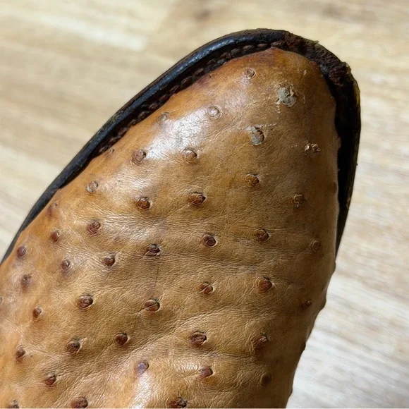 Tony Lama Peanut Brittle Full Quill Ostrich Round Toe Western Boots 9D Exotic - Picture 11 of 16